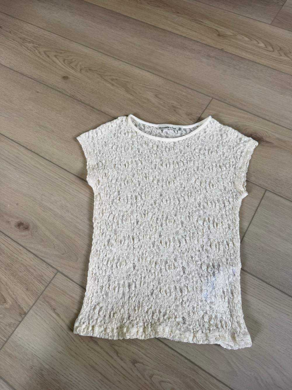 Abercrombie & Fitch Cream Textured Short-Sleeve Knit Top